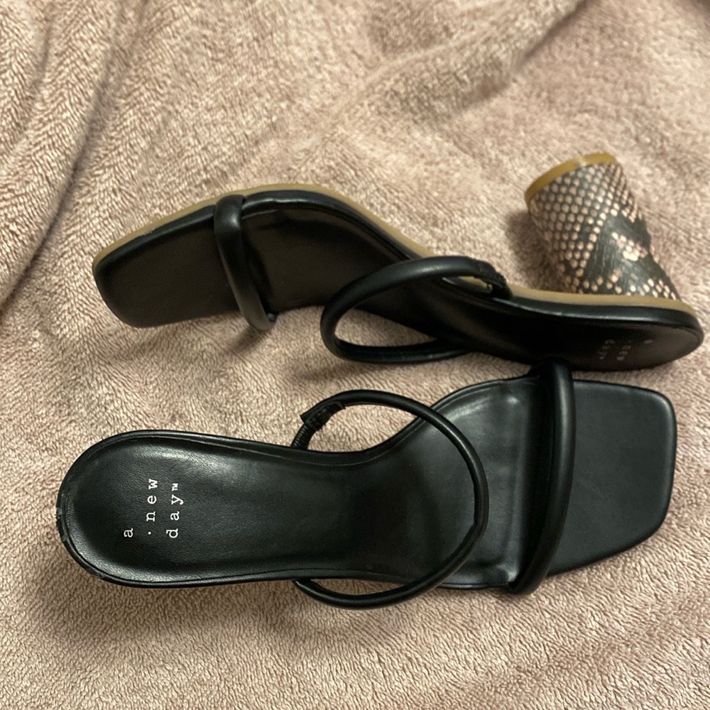 Cute black heels with snake print heels